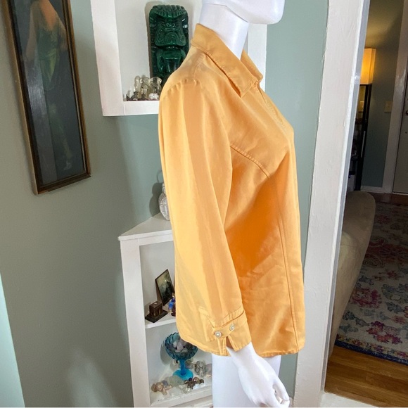 First Issue Liz Claiborne Mustard Button-Down Shirt Work Office Large L Collared - Picture 7 of 8